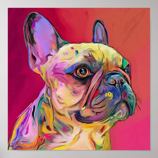Vibrant Neon German Shepherd Pop Art Portrait Poster (Vorne)