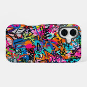 Vibrant Neon Graffiti Pattern iPhone 16 case Hülle (Rückseite (Horizontal))