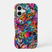 Vibrant Neon Graffiti Pattern iPhone 16 case Hülle (Rückseite)