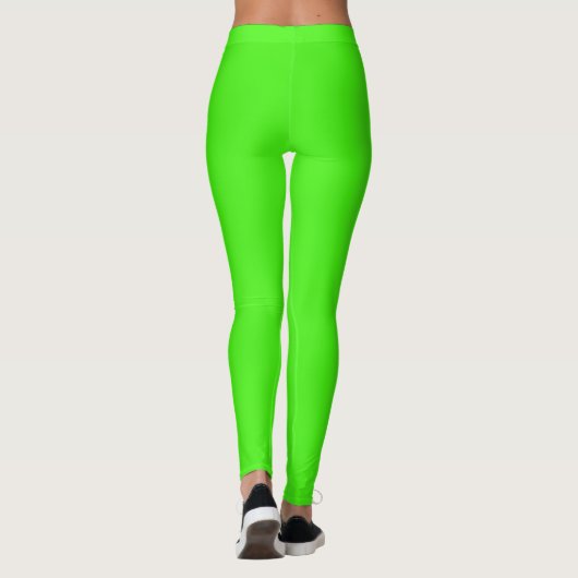 Vibrant Neon Green Custom Text Vertical  Leggings (Rückseite)