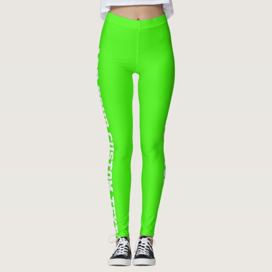 Vibrant Neon Green Custom Text Vertical Leggings (Vorderseite)
