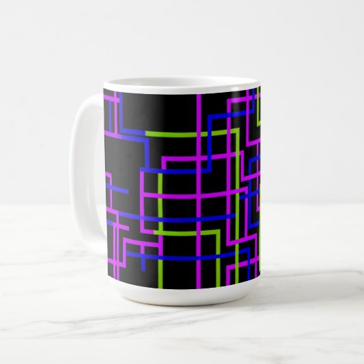 Vibrant Neon Grid  Kaffeetasse (Vorderseite Links)