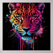 Vibrant Neon Leopard Wall Art Poster (Vorne)
