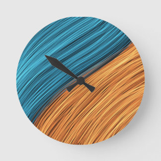 Vibrant Neon Light Strands of Blue and Orange Runde Wanduhr