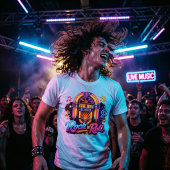 Vibrant Neon Rock 'n' Roll Jukebox Tri-Blend Shirt