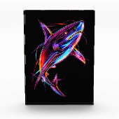 Vibrant Neon Shark Modern Digital Ocean Fotoblock (Vorderseite)