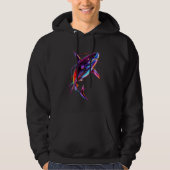 Vibrant Neon Shark Modern Digital Ocean Hoodie (Vorderseite)