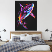 Vibrant Neon Shark Modern Digital Ocean Leinwanddruck (Insitu (Schlafzimmer))