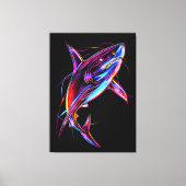 Vibrant Neon Shark Modern Digital Ocean Leinwanddruck (Vorderseite)
