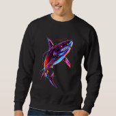 Vibrant Neon Shark Modern Digital Ocean Sweatshirt (Vorderseite)