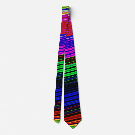 Vibrant Neon Striped Abstract Pattern Krawatte (Rückseite)