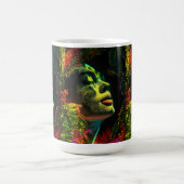 Vibrant Neon Woman's Head , Realistische Kunst Verwandlungstasse (Zentrum)