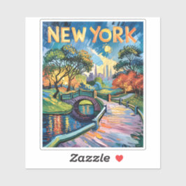 Vibrant New York Central Park USA Van Gogh Style Aufkleber