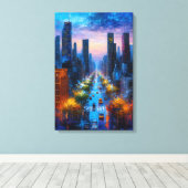 Vibrant Night Cityscape Canvas Print Leinwanddruck (Insitu (Holzboden))