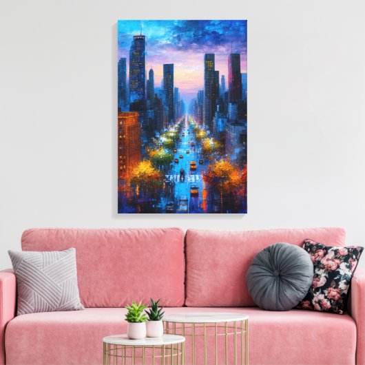 Vibrant Night Cityscape Canvas Print Leinwanddruck (Insitu (Wohnzimmer))