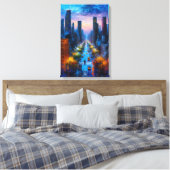 Vibrant Night Cityscape Canvas Print Leinwanddruck (Insitu (Schlafzimmer))