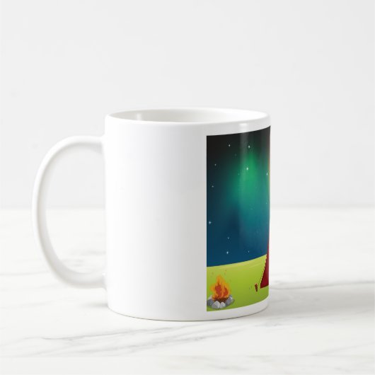 Vibrant Northern Lights Camping Tent Night Kaffeetasse (Links)