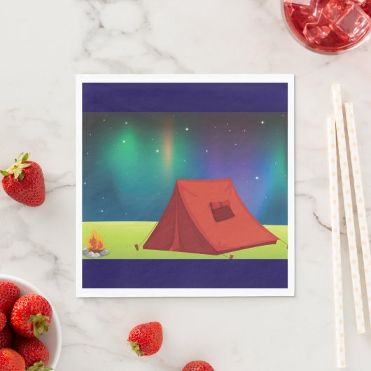 Vibrant Northern Lights Camping Tent Night Serviette (Beispiel)