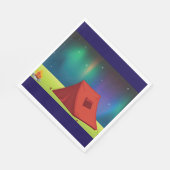 Vibrant Northern Lights Camping Tent Night Serviette (Ecke)