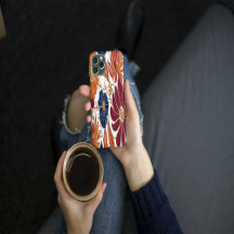 Vibrant Orange Boho Floral iPhone Case