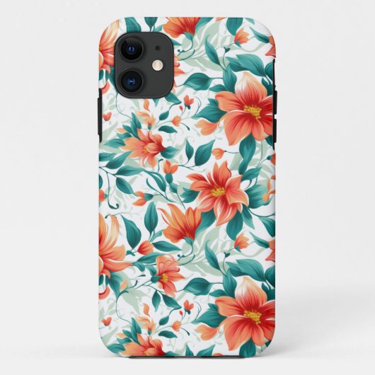 Vibrant Orange Floral Garden Pattern - Elegant Tea Case-Mate iPhone Hülle (Rückseite)