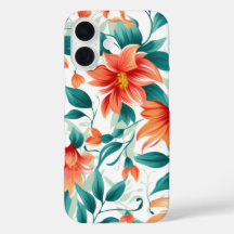 Vibrant Orange Floral Garden Pattern - Elegant Tea