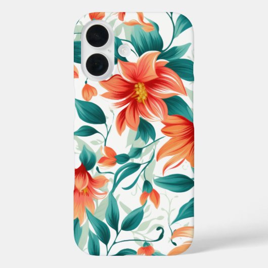 Vibrant Orange Floral Garden Pattern - Elegant Tea Case-Mate iPhone Hülle (Rückseite)