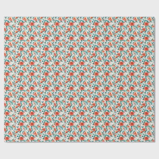Vibrant Orange Floral Garden Pattern - Elegant Tea Geschenkpapier (Flach)
