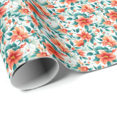 Vibrant Orange Floral Garden Pattern - Elegant Tea Geschenkpapier (Rolleneckpunkt)