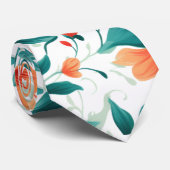 Vibrant Orange Floral Garden Pattern - Elegant Tea Krawatte (Gerollt)
