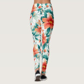 Vibrant Orange Floral Garden Pattern - Elegant Tea Leggings (Rückseite)