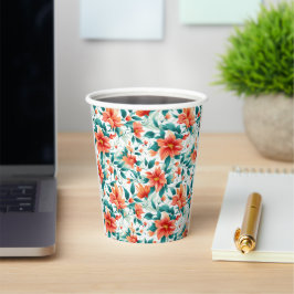 Vibrant Orange Floral Garden Pattern - Elegant Tea Pappbecher