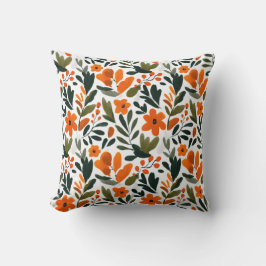 Vibrant Orange Flowers Spring Floral Pattern Chic Kissen