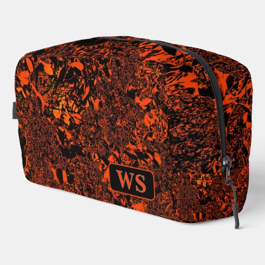 Vibrant Orange Monogram Toiletry Bag  Waschbeutel (Rechte Ecke)