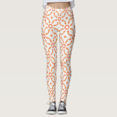 Vibrant Orange-Red Floral & Bow Pattern Leggings (Vorderseite)