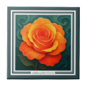 Vibrant Orange Rose Paper-Cut FloralCeramic Tile Fliese (Vorderseite)