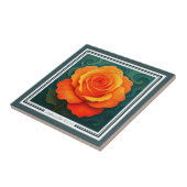 Vibrant Orange Rose Paper-Cut FloralCeramic Tile Fliese (Seite)
