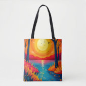 Vibrant Orange Sunset Lake Landscape Art Tasche (Vorderseite)