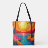 Vibrant Orange Sunset Lake Landscape Art Tasche (Rückseite)