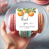 Vibrant Orange Watercolor Elegant Vielen Dank Quadratischer Aufkleber