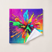 Vibrant Paint Burst Design Badhandtuch Set (Waschlappen)