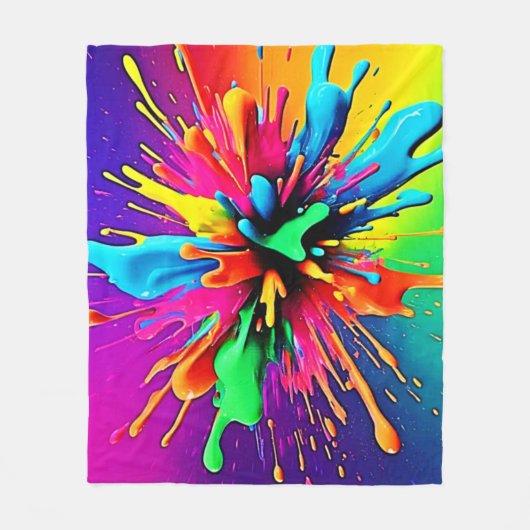 Vibrant Paint Burst Design Fleecedecke (Vorderseite)