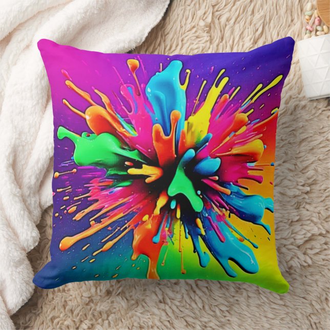 Vibrant Paint Burst Design Kissen (Decke)
