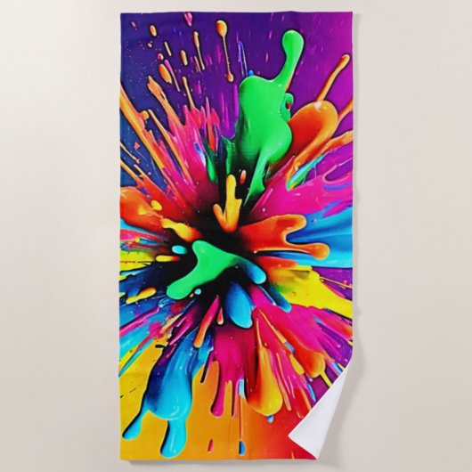 Vibrant Paint Burst Design Strandtuch (Vorderseite)