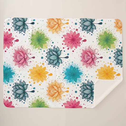 Vibrant Paint Splash Pattern Sherpa Blanket Sherpadecke (Vorderseite (Horizontal))