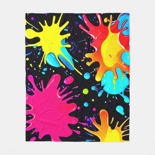 Vibrant Paint Splatter Artwork Burst Fleecedecke (Vorderseite)