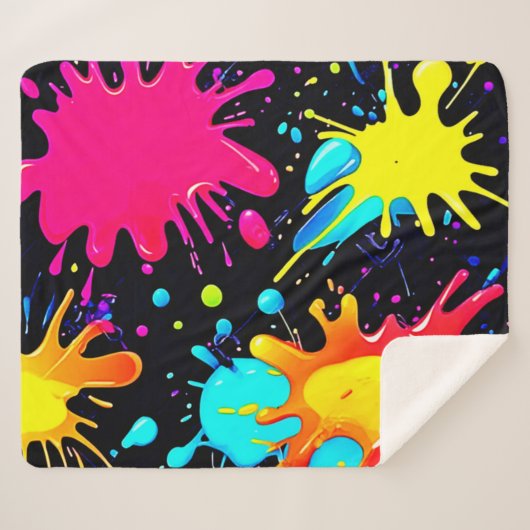 Vibrant Paint Splatter Artwork Burst Sherpadecke (Vorderseite (Horizontal))