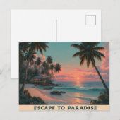 Vibrant Painterly Tropical Beach Sunset  Feiertagspostkarte (Vorne/Hinten)