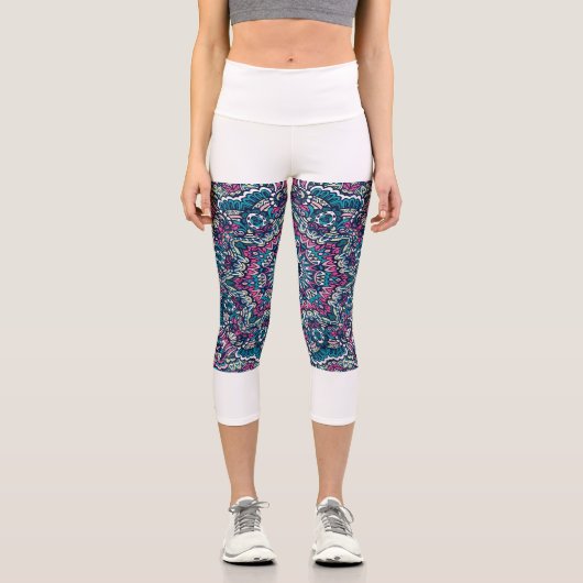 Vibrant Paisley Bloom High-Waisted Capris (Vorderseite)