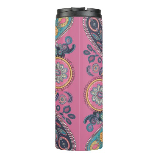 Vibrant Paisley Swirl Pattern Design Thermosbecher (Rückseite)